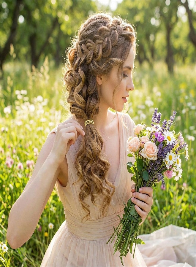 Styquenzer ٥٠ ربطة شعر ذهبية، أربطة مطاطية ذهبية للشعر، ربطات مرنة بدون معدن، إكسسوارات ذيل حصان، سمك 2 مم (0.08 بوصة)، قطر 4.2 سم (1.65 بوصة)، مناسبة للشعر الناعم إلى المتوسط. - Image 5